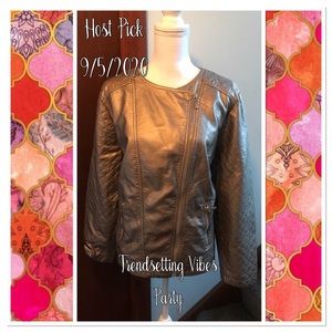 Chicos Leather Look Moto Jacket